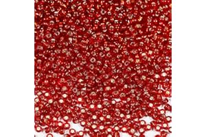 Bala&Fillic perles de rocaille 3mm Rouge-Argent couleur, 3600pcs/100Grammes,8/0 perles de verre pour fabrication de bracelets, colliers et boucles d'oreilles (Rouge-Argent)