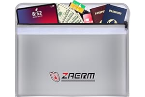 ZAERM Feuerfeste Dokumententasche A4,40 x 28cm Glasfasermaterial Feuerfeste Tasche Feuerfeste Geldtasche,Feuerfeste Brieftasche für Dokumententasche A4 Passbank Bankdatei und Geld Wertsachen