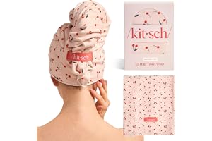 Kitsch Mikrofiberhandduk XL för kvinnor – Ultraabsorberande mikrofiberhandduk för fuktiga, krullade, långa eller korta hår