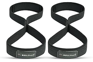 BULLSHARK Bull Shark Figure 8 Lifting Straps – Heavy Duty Deadlift Straps for Men & Women | True Grip Wrist Support for Weightlifting, Powerlifting, Cross Training, and Gym Workouts | Padded Loop Strap