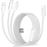 Multiple Charger Cable 1.2M, CabLe USB C Fast Charging PD 100W Braided 3 in 1 CabLe iPhone with Lightning Cable / Micro USB/T