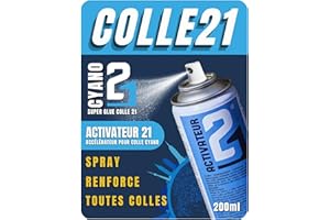 COLLE21 Activateur Spray 200ml pour Colle Super Glue Cyano | Accélérateur de collage pour Colle cyanoacrylate – Activateur en spray de 200 ml – Activateur multi-Usages pour tous matériaux