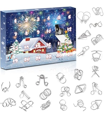 Calendrier De L'Avent 2024 Casse-têtes - 24 Puzzles En Métal Et Labyrinthes 3D, Jeu De Réflexion Pour Noël