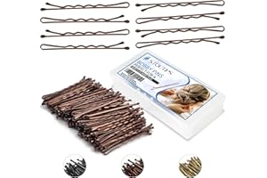 Stoutips 100 Pcs Hair Bobby Pins for Women — 5cm Brown Kirby Hair Grips for Thick & Long Hair with Storage Box — Easy to Take Everywhere Long Hair Pins for Women for Hairdressing Makeup Styling