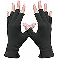Migliore Wear 2 Pairs Fingerless Gloves, Touchscreen Half Finger Moisturising Gloves, Anti UV Nail Gloves for Dry Hands, SPA, UV Protection, Nail Art