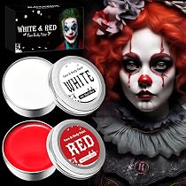 Kit Maquillage Halloween 100g Noir Et Blanc – Avec 2 Pinceaux, Pour Visage Et Corps, Facile à Appliquer Et à Enlever