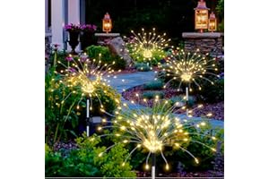 Soarling Solar-Feuerwerkslicht, Outdoor Solar-Dekolichter für den Garten, 480 LEDs, 4er-Pack, Gartenlichter, Sternenlicht, wasserdichte Außenlampe für Rasen, Hinterhof, Gehweg – Warmweiß