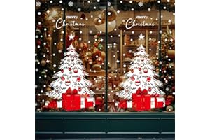 GÉNÉRIQUE AVAKY Vetrofanie Natalizie Grandi con albero di Natale XXL,Adesivi Addobbi Natalizi per Finestre Vetri Removibili,190 Stickers Vetrofanie Natale,Decorazioni Natalizie per Finestre Vetro Porte Vetrine