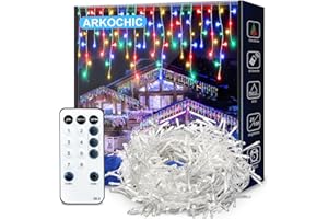 ARKOCHIC 10M Guirlande Lumineuse Rideau Noël, 320LED Intérieur Guirlande Lumineuse Multicolore Fenetre 8 Modes Décoration Noel pour Maison Mariage Balcon Chambre Jardin Patio