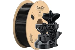 GratKit PETG Filamento 1.75mm, +/-0.03mm, Filamento para Impresora 3D PETG,Carrete de 1 kg,Negro