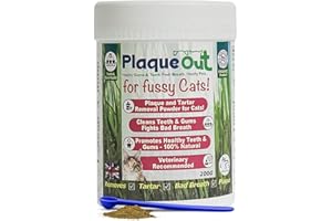 PLAQUE OUT for Fussy Cats 200g Pot - Plaque Off Remover - 100% Natural and Organic Seaweed Powder for Cats - Cat Teeth Cleaning, Cat Plaque Removal, Cat Dental Care, Bad Breath & Gum Care