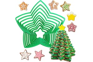 GWHOLE 10 sztuk foremek do wycinania ciastek, gwiazd, z tworzywa sztucznego, do ciasteczek, ciasteczek, masy cukrowej, na Boże Narodzenie, dekoracja tortów, w 10 różnych rozmiarach