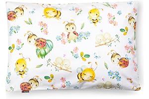 ‎PINKZEBRA PinkZebra Kopfkissenbezug Kinder, Kissenbezug 40 x 80 cm aus 100% Baumwolle, Kissenhülle Jungen, Öko-tex Standard 100, Kinderbezüge mit Reißverschluss, Marienkäfer