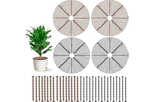 Zocipro 4 protectores de tierra para macetas, protectores de tierra para macetas cortables con estacas profundas, marco de rejilla de seguridad para niños, mascotas, jardín, 11.8 pulgadas de diámetro