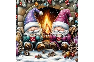 DAERLE Diamond Painting Lindos gnomos, Pintura Diamante para Adultos, Estufa de gnomos navideños, Diamond Painting Kit Completo, Bricolaje Dibujo de Diamantes Para Decoración De Pared Del Hogar 30x30cm