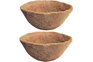 SUNYAY Kokosfaser-Auskleidung für Hängekörbe, 35,6 cm, natürliche Faser, rund, Ersatz für hängende Pflanzgefäße, Blumen, 2 Stück