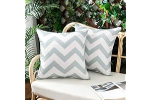 Woaboy Outdoor Waterproof Cushion Covers for Garden Patio 18x18inches Spring Decorative Pillow Covers Square Modern Pillowcases for Living Room Balcony Sofa Set of 2, 45x45cm Light Grey