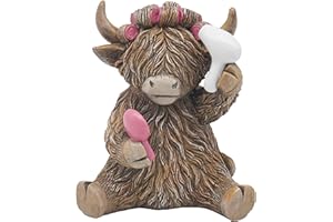 L & P HOME & GIFTS Lesser & Pavey Happy Highland Cow Hairdo Decor Figurines & Ornaments For Living Room & Office | Decor Accessories Statues For Indoor & Outdoor | Lovely Gifts for Women & Men