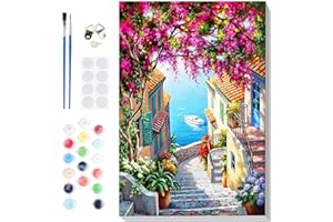 Lxmsja Pintar por Numeros Adultos Paisaje con Marco, DIY Cuadros para Pintar por Números, Pintar con Numeros Adultos Lienzos, Pintura Acrilica Manualidades Decoracion Hogar Pared 20x30cm