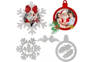 BHGT 2Set Fustelle Cornice Foto Portafoto Fiocco di Neve Pallina di Natale Ciondoli Natalizi Decorazioni Albero di Natale Scrapbooking Biglietto d'auguri Goffratura Fai da Te