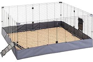 Ferplast Klatka dla świnki morskiej, HUB 04, idealna klatka dla małych zwierząt, do użytku wewnątrz i na zewnątrz, wodoodporny – można prać w pralce na dole, łatwy montaż, wysuwana i modułowa, 140 x