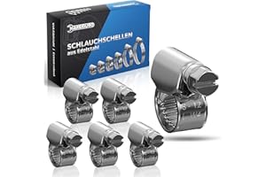 GARSIDURO® 12 fascette stringitubo in acciaio inox 8-12 mm - Morsetti per tubature grezze professionali, DIN3017, per tubi da giardino, auto, moto | fascette stringitubo 8-12mm | 12 pezzi
