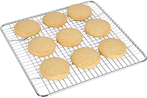 KC BLUE KitchenCraft Griglia di Raffreddamento/Sottopentola Quadrata con Finitura Cromata, 25,5 x 25,5 cm