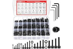 Pmueuff Innensechskant Schrauben Set, 1600 STK M2 M3 M4 M5 Schrauben Set, Güte 12.9 Metrisch Schraubenset Legierter Stahl mit Muttern und Unterlegscheiben, Gewindeschrauben Sortiment Set