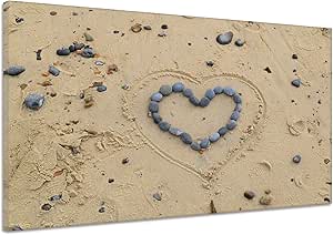 Amazon De Herz Steine Sand Form Liebe Kiesel Strand Leinwand Poster Druck Bild Cc0696 120x80