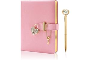Topzora Tagebuch mit Schloss für Mädchen,Tagebuch für erwachsene,Notizbuch B5 mit Herzförmiges Schloss-Tagebuch mit Schlüssel für Mädchen Kinder Geburtstag Geschenk(pink)