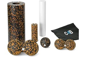 CLUB4BRANDS c4b EPP Massage Roller | Medium-Hard Foam Roller | 7-Piece Fascia Set | Massage Foam Rollers & Balls for Effective Deep Muscle Tissue Training | Incl. Nylon Gym Bag | Back Massage Foam Roller
