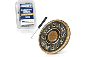 ‎NEUFELD NEUFELD® 12x Hosenknöpfe zum Stecken (inkl. Box & Schraubenzieher) - Knöpfe Hosen enger machen - Button Pins - Jeans Knöpfe ohne Nähen