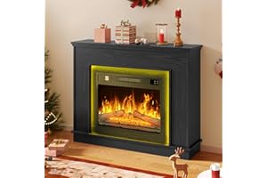 DWVO Electric Fireplace, Electric Fire and Surround Suite 39" and Realistic Flame Effect Fire, FirePlaces Reach up to 30㎡ Space with Programmable Timer and LED Light Strip, 100x26x80.5CM