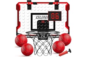 ‎TEMI TEMI Basketballkorb Indoor, Mini-Basketballkorb mit 4 Bällen & elektronischer Anzeigetafel, über der Tür Basketballbrett, Basketballspielzeug für Jungen Mädchen Alter