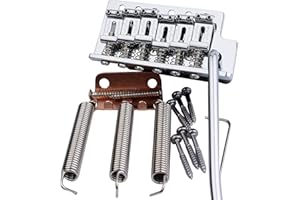 Guyker Tremolo Bridge Vintage Bent Steel Saddles Compatible with Start ST Electric Guitar (GK-1004, chrome)