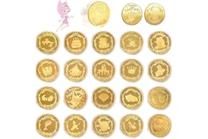 PROTA Zahnfee Münzen, 20 Stück Zahnfee Goldtaler mit Verschiedenen Mustern, Zahnfee Münze Gold Goldmünzen Kinder Zahnfee Geschenk für Mädchen und Jungen Verlorener Zahn Souvenir