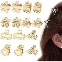 ACO-UINT 12 Stück Mini-Haarspangen, Goldene Blumen-Clips – Metall-Klauenclips Für Feines & Dickes Haar