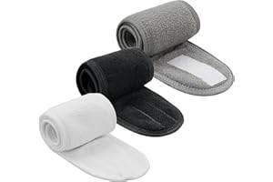 RONGWANGFU 3 piezas Diadema facial de spa para maquillaje, para ducha, deporte, toalla elástica ajustable con cinta mágica para baño, maquillaje y deporte