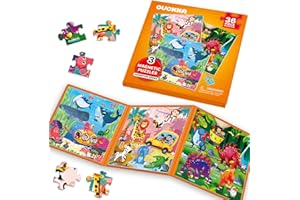 QUOKKA Puzzle Magnetico 2 3 Años – Juegos Viaje Niños 3 4 5 Años – 36 Piezas Puzzle Animales Jungla y Mar – Entretenimiento Niños Viaje – Libro Magnetico Bebe - Juguetes Educativo Regalo