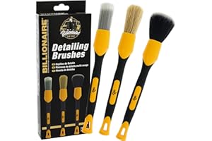 S SUMEX Set de Pinceles Detailing Billionaire Ideal para Limpieza Coche Kit Detailing de 3 Pinceles Limpieza de Detalle Interior y Exterior