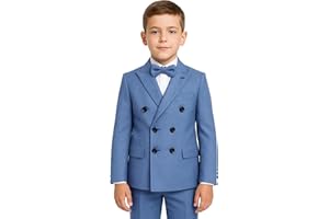 SIRRI Ensemble 4 pièces pour garçon, Costume croisé, idéal pour Mariages et Occasions spéciales