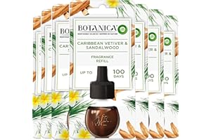AIRWICK Botanica by Air Wick Plug in Diffuser Refill, Caribbean Vetiver & Sandalwood, Pack 7 x 19ml, Long Lasting Fragrance, Lasts up to 700 days, Plug in Air freshener