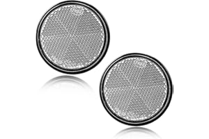 DARKGUARD 2xCatarifrangente Rotondi Blanco Ø60 mm Omologati, Riflettore Circolari Blanco,Riflesso di Sicurezza per Rimorchio Caravan Montanti del Cancello （Blanco-Rotondi-Autoadesivo-2Pezzi）