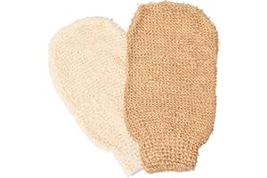 DIBOTELL 2 Stück Bad Duschhandschuhe,Peeling Handschuhe,Leinen Massagehandschuh,Waschbarer Duschhandschuhe,Körper Peelinghandschuh,Dusche schrubben Handschuhe Umweltfreundliche Peeling Werkzeuge