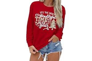 hohololo Christmas Sweatshirts Women Xmas Shirt Christmas Tree Graphics Pullover Holiday Long Sleeve Tops