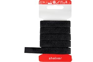 Shelver Elastic for Sewing in Widths 7, 10, 15, 20, 25, 40, 50 mm (Black, 15mm x 5m)