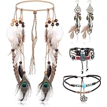 Ensemble Bijoux Bohème Femme MWOOT - Collier Ras Du Cou Soleil, Bracelet Cuir Multicouche, Boucles D'Oreilles - Style Vintage Occidental