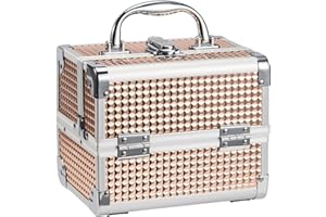 Cosmetics Box, Make-up Case, Cosmetics Case, Multi-Compartment Case, Pink-gold