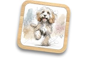 TREETOP GIFTS Cockapoo Gift Idea Wooden Coaster - 20+ Breeds Available! – Gift for Dog Dad, Dog Mum, Lovers, Owners, Walkers, Groomers – Ideal Dog Themed Gift for Women, Men (Cockapoo)