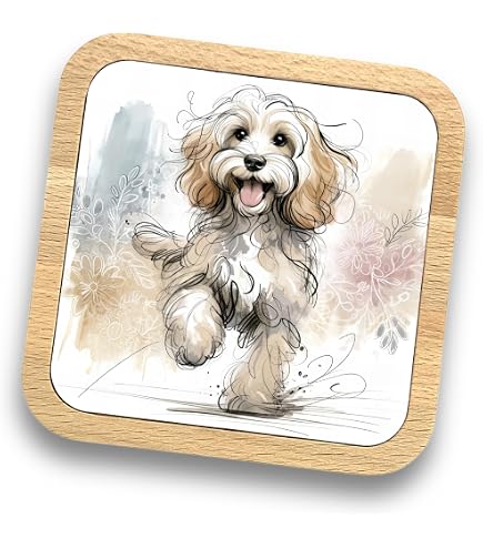 Destination 46264 - Set di 4 sottobicchieri rotondi in vinile per cani